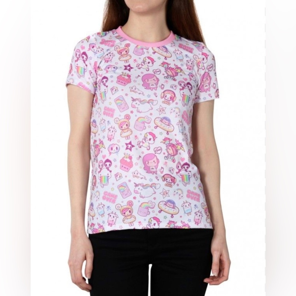 Tokidoki x Ihascupquake All Over Print Pink Ringer T-Shirt